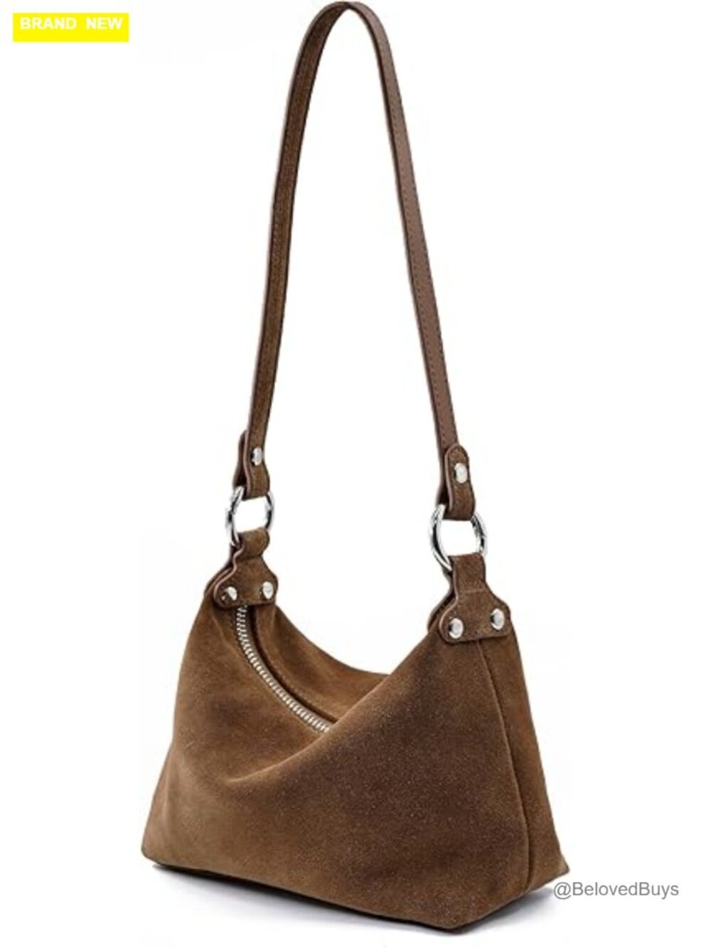 Premium Genuine Suede Leather Hobo Shoulder Bag Crossbody Purse with Adjustable